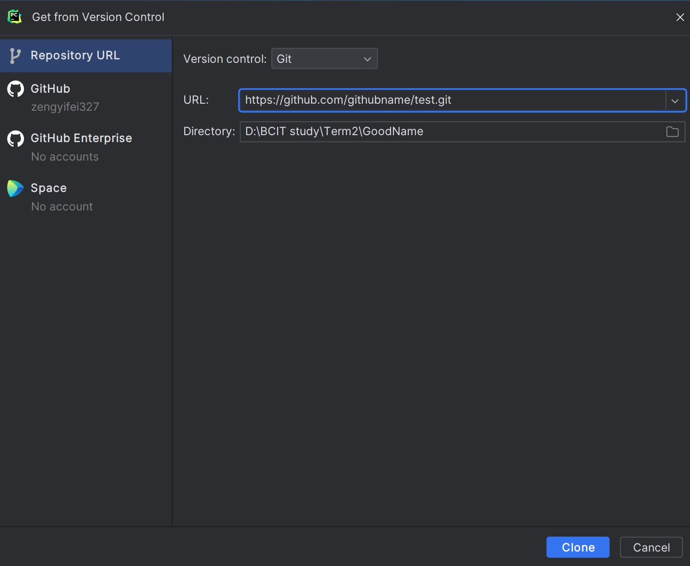 Clone from GitHub